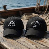 Matching Captain and First Mate Embroidered Hats, Nautical Couple Baseball Caps, Boating Gift