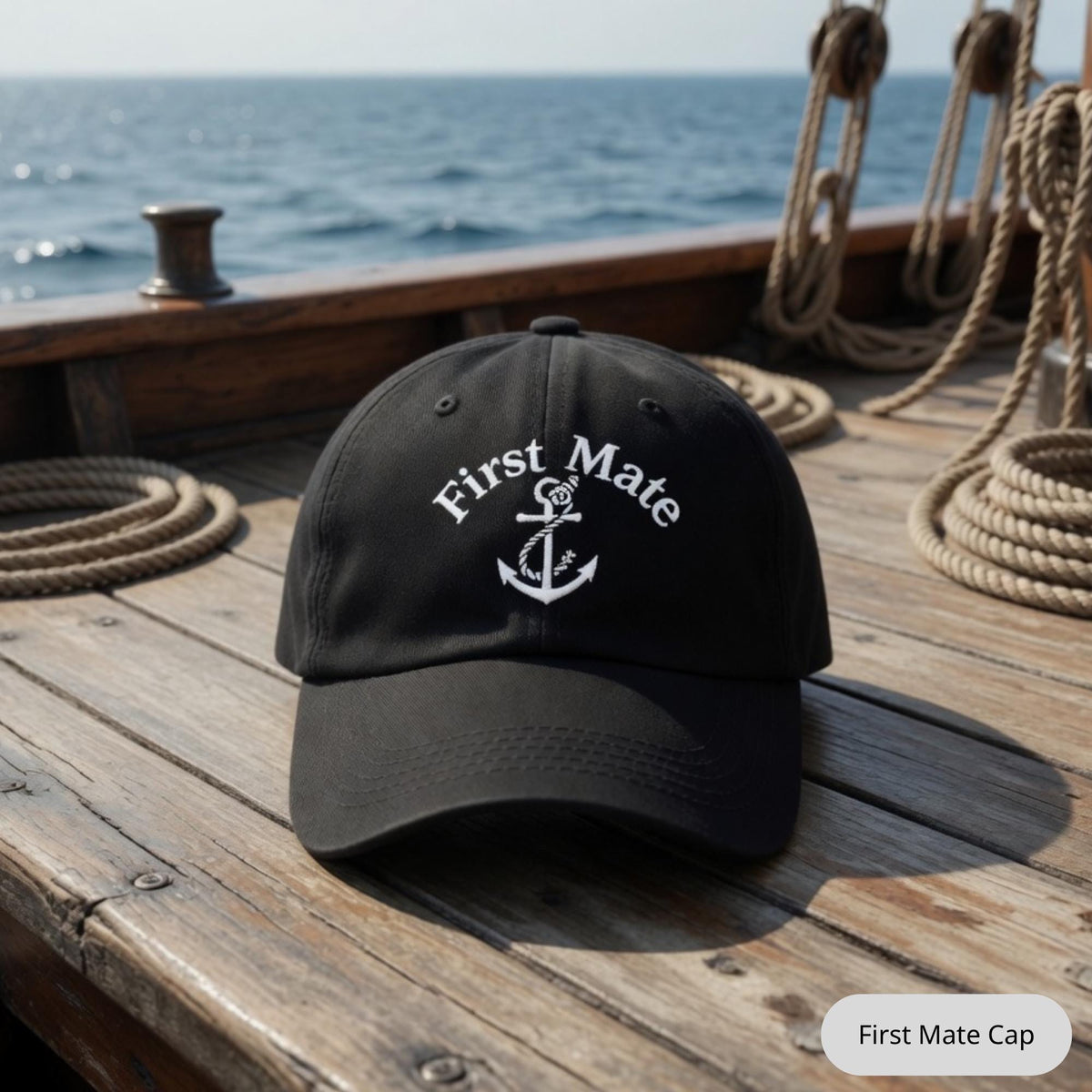 Matching Captain and First Mate Embroidered Hats, Nautical Couple Baseball Caps, Boating Gift