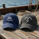 Matching Captain and First Mate Embroidered Hats, Nautical Couple Baseball Caps, Boating Gift