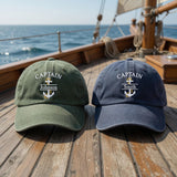 Personalized Captain Hat with Anchor Embroidery, Custom Name Baseball Cap, Nautical Sailing Gift
