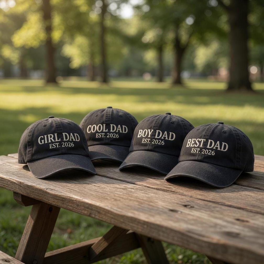 Custom Dad Est 2026 Hat, Personalized Fathers Day Gift, Girl Dad Boy Dad Cap, New Dad Established Gift, Embroidered Distressed Cotton Hat