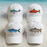 Coastal Bass Fish Embroidered Hat, Vintage Washed Dad Cap, Fishing and Beach Lover Gift