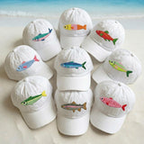 Coastal Bass Fish Embroidered Hat, Vintage Washed Dad Cap, Fishing and Beach Lover Gift