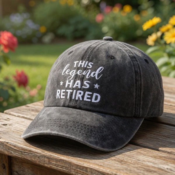 Retirement Legend Embroidered Hat, Vintage Washed Dad Cap, Coworker Farewell Gift