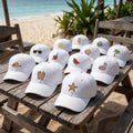 Custom Beach Hat, Embroidered Summer Baseball Cap, Personalized Starfish Flamingo Dad Hat, Cute Matching Vacation Gift, Cotton Cap