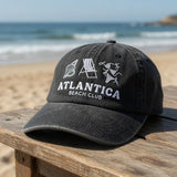 Custom Hat, Vintage Beach Club Embroidered Washed Cotton Dad Cap, Personalized Vacation Gift, Retro Coastal Aesthetic Baseball Hat
