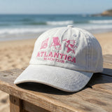 Custom Hat, Vintage Beach Club Embroidered Washed Cotton Dad Cap, Personalized Vacation Gift, Retro Coastal Aesthetic Baseball Hat