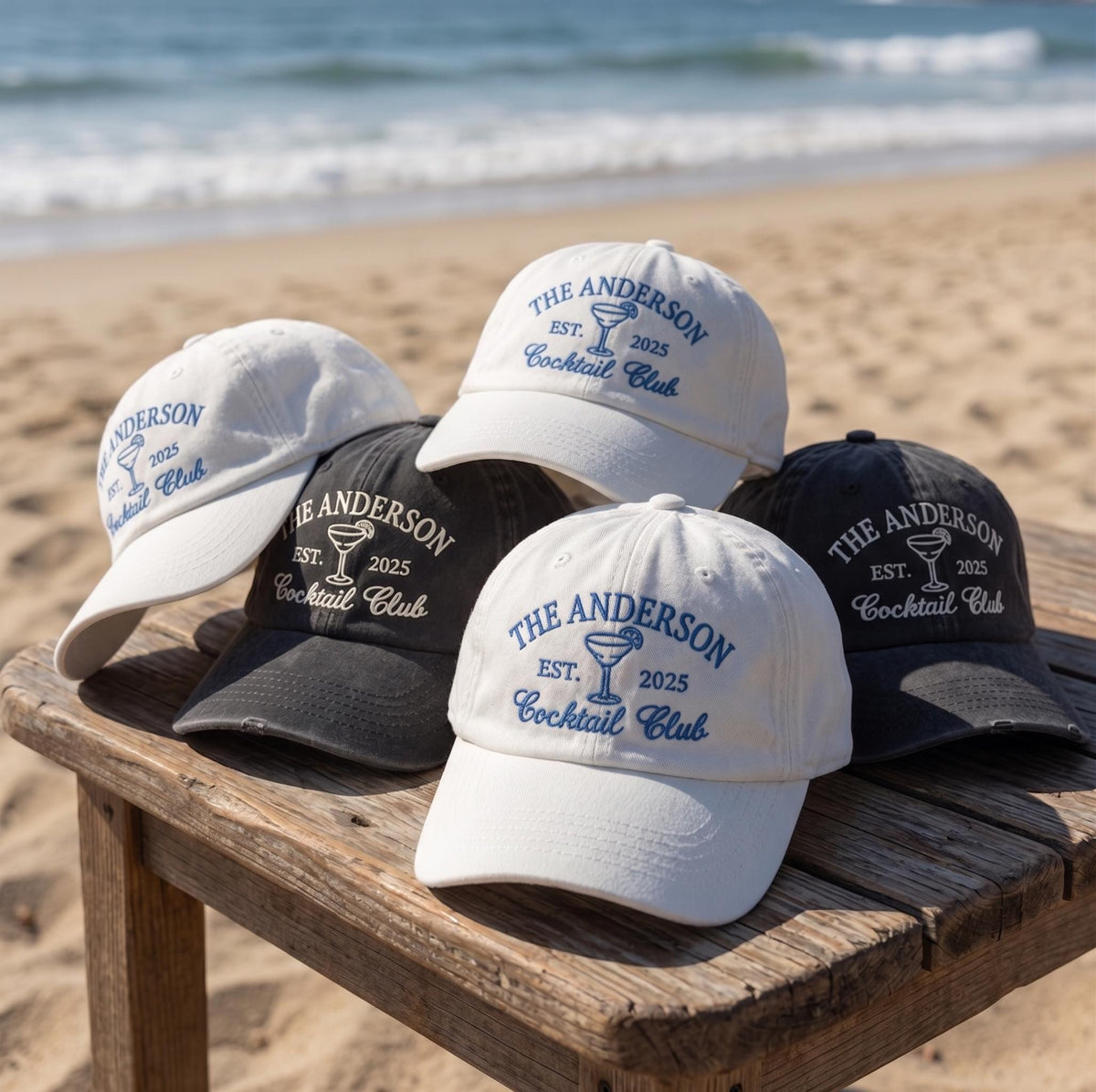 Custom Cocktail Club Hat, Vintage Family Vacation Embroidered Dad Cap, Personalized Last Name Gift, Retro Beach Trip Baseball Cotton Hat