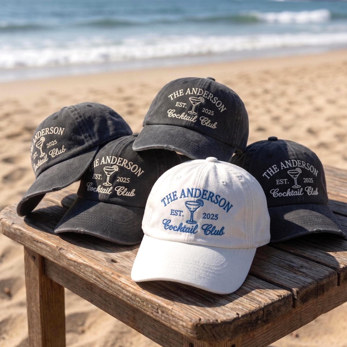 Custom Cocktail Club Hat, Vintage Family Vacation Embroidered Dad Cap, Personalized Last Name Gift, Retro Beach Trip Baseball Cotton Hat
