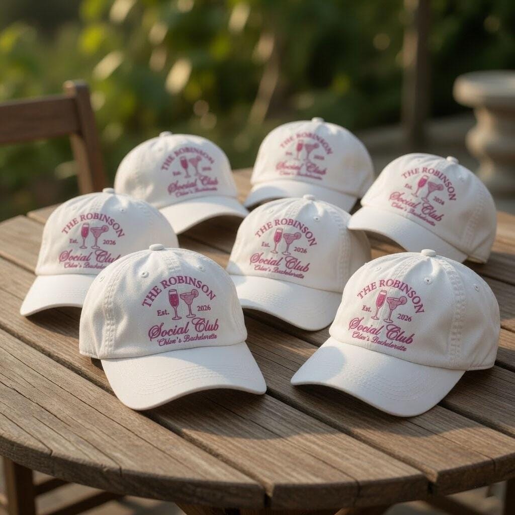 Custom Bachelorette Party Hat, Embroidered Cocktail Social Club Dad Cap, Personalized Bridal Shower Hat, Girls Trip 2026 Bridesmaid Gift