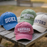 Custom University Embroidered Hat, Vintage Washed Cotton College Dad Cap, Personalized Baseball Hat, School Graduation Gift