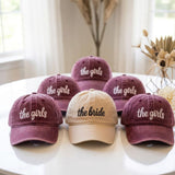 Custom Bride Embroidered Baseball Cap, Personalized Bridal Party Hat, Wedding Gift
