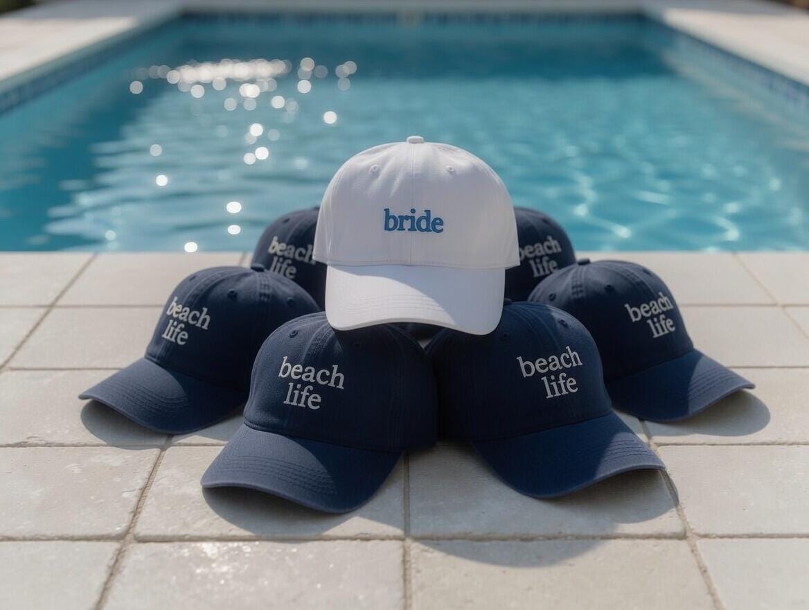 Bridal Beach Life Embroidered Hat, Coastal Bachelorette Baseball Cap, Wedding Weekend Gift