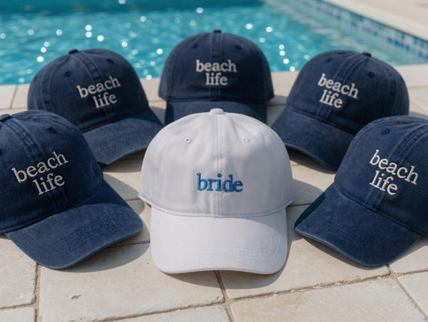 Bridal Beach Life Embroidered Baseball Cap - Coastal Bachelorette Party Cotton Dad Hat