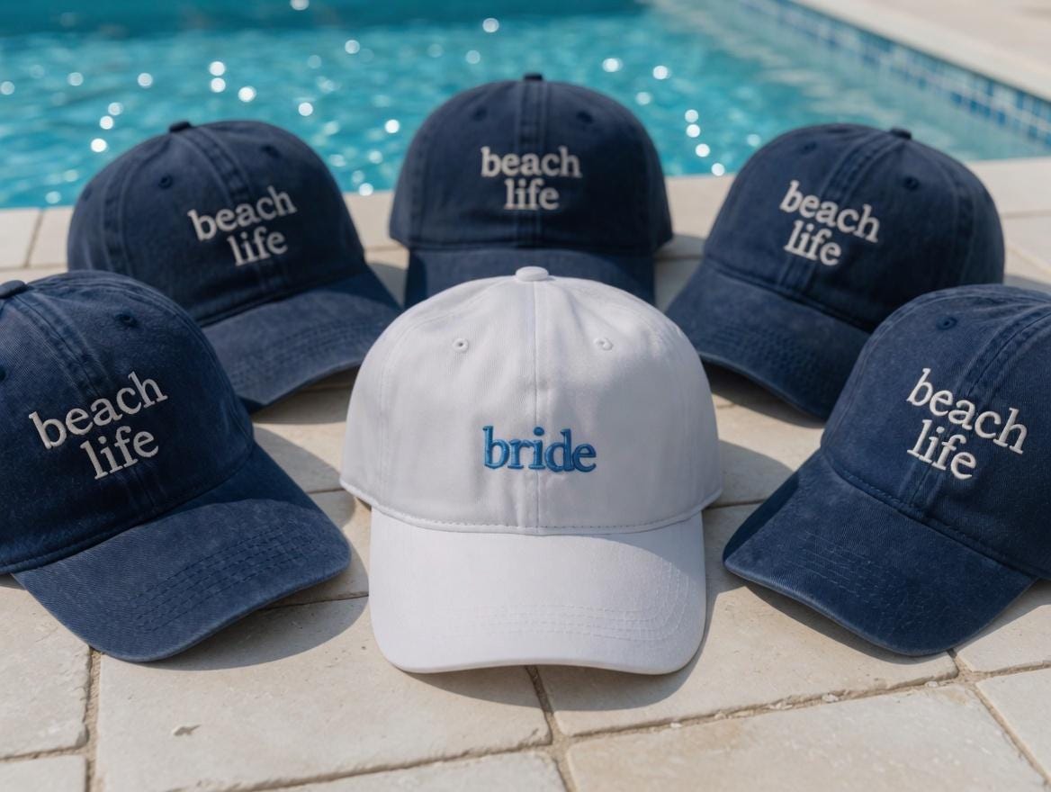 Bridal Beach Life Embroidered Hat, Coastal Bachelorette Baseball Cap, Wedding Weekend Gift