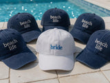 Bridal Beach Life Embroidered Hat, Coastal Bachelorette Baseball Cap, Wedding Weekend Gift