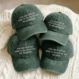 Custom Embroidered Cotton Cap, "You Can't Tell Me What To Do" Text Hat