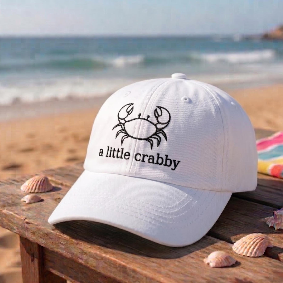 Funny Crab Embroidered Hat, Coastal Ocean Baseball Cap, Beach Lover Summer Gift
