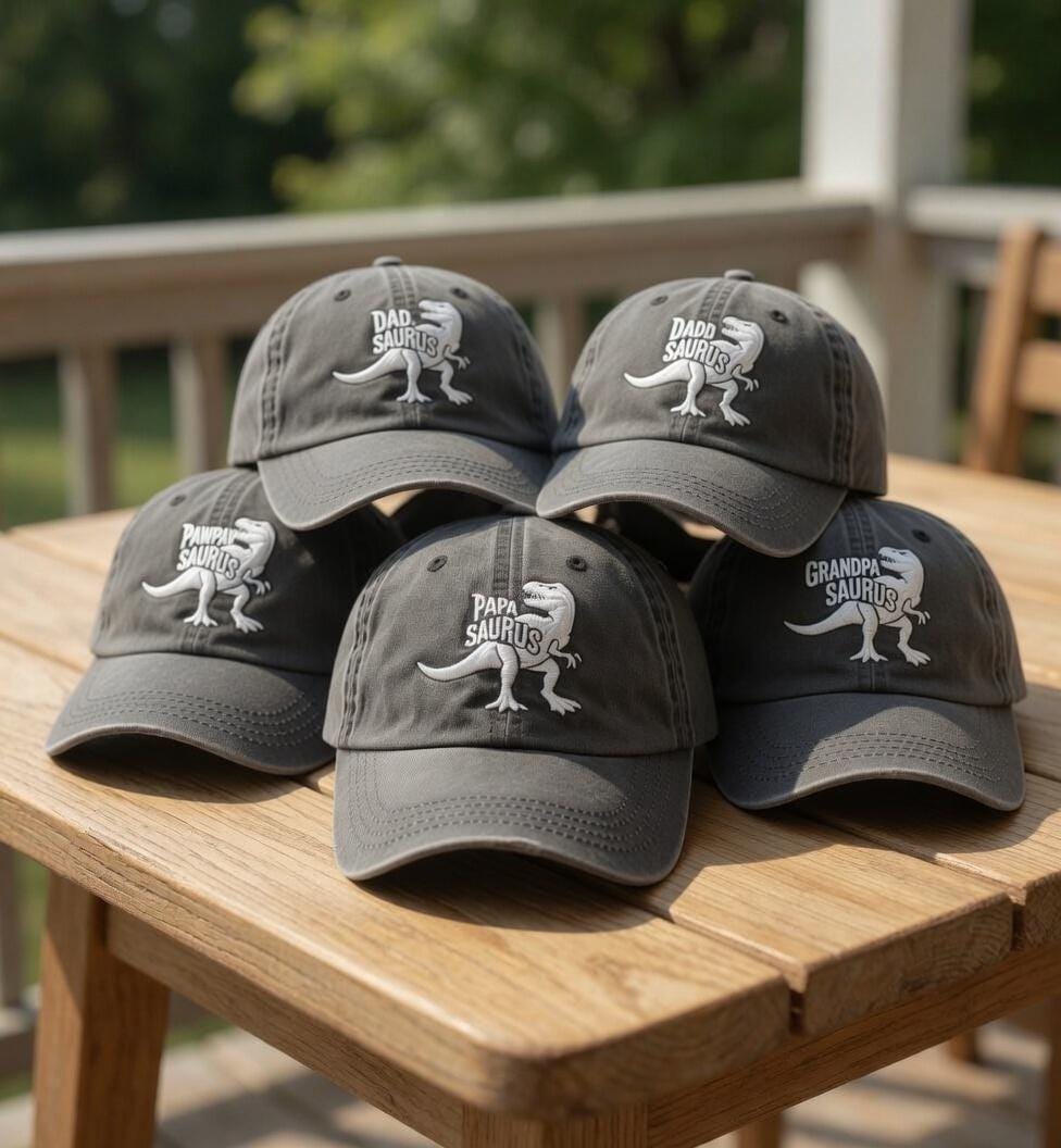 Custom Papasaurus Dadsaurus Embroidered Hat - Personalized Dinosaur Kids Names Father's Day Dad Cap