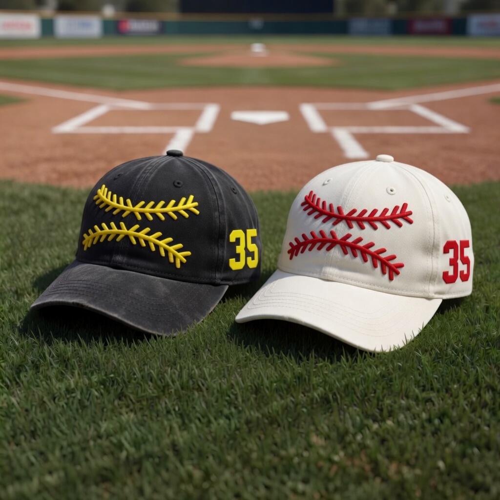 Custom 3D Puff Number Embroidered Baseball Hat - Personalized Game Day Cap