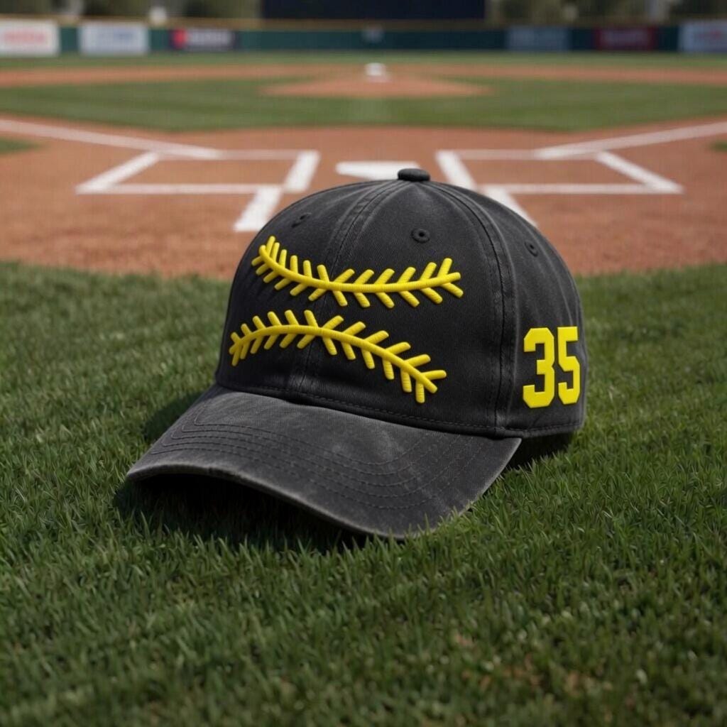 Custom 3D Puff Number Embroidered Baseball Hat - Personalized Game Day Cap