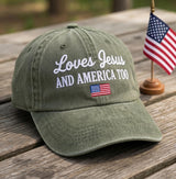 Christian Patriotic Embroidered Hat, Jesus and American Flag Baseball Cap, Faith Gift