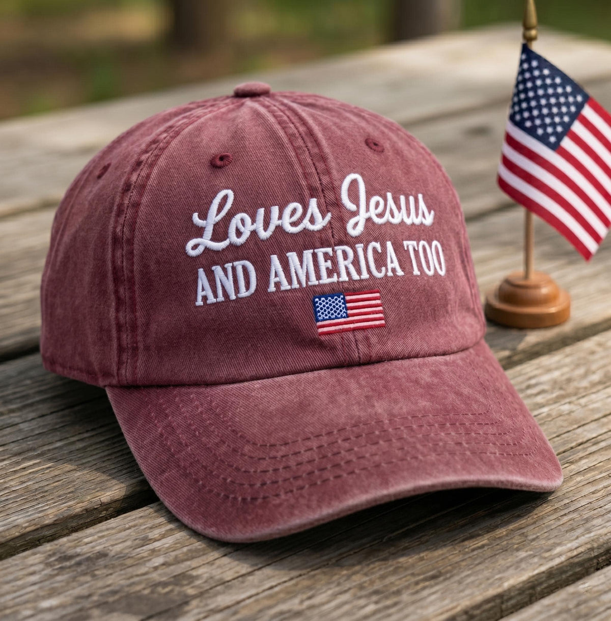 Christian Patriotic Embroidered Hat, Jesus and American Flag Baseball Cap, Faith Gift