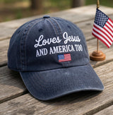 Christian Patriotic Embroidered Hat, Jesus and American Flag Baseball Cap, Faith Gift