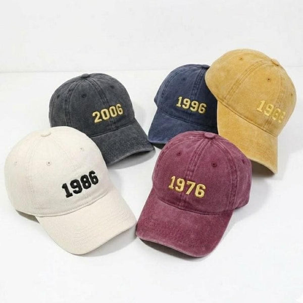 Custom Birth Year Embroidered Hat, Personalized Birthday Gift Cap, Retro Number Milestone Hat, Vintage Year Commemorative Gift Cap