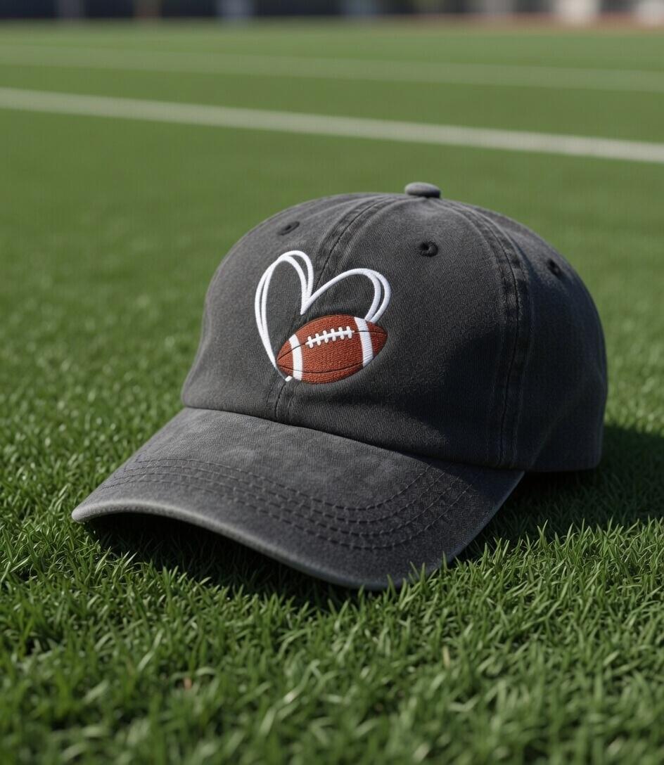 Embroidered Sport Heart Hat - Game Day Athlete & Fan Baseball Cap