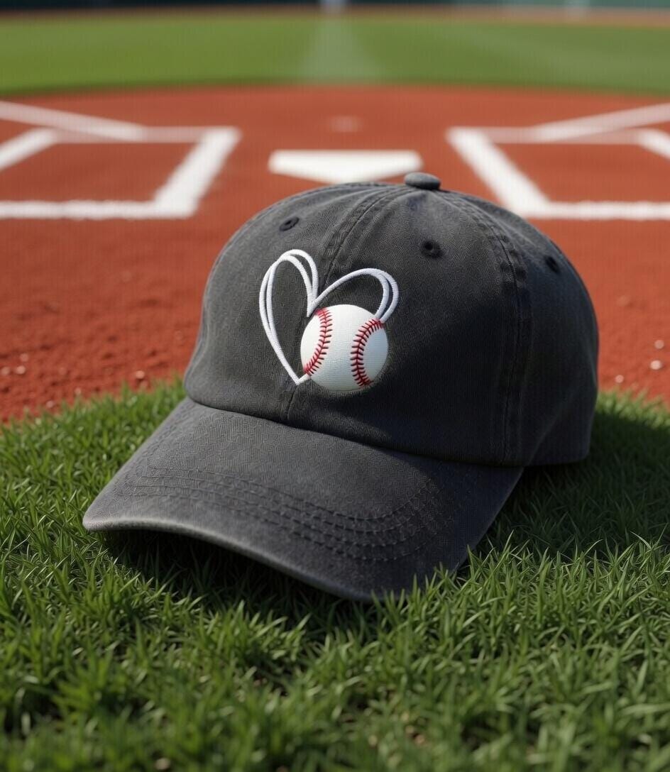 Embroidered Sport Heart Hat - Game Day Athlete & Fan Baseball Cap