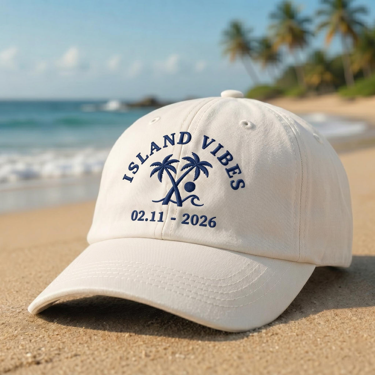 Custom Beach Hats Embroidered Island Vibes Cap Personalized Group Trip Hat Custom Embroidered Date Hat Beach Bachelorette Party Favors Gift