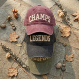 Custom Puff Embroidered Collegiate Cap Retro Varsity Style Hat Personalized Text Dad Hat Custom Champs Trophy Legends Sports Gift