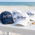 Coastal Ocean Wave Embroidered Hat, Vintage Beach Vacation Baseball Cap, Matching Group Gift