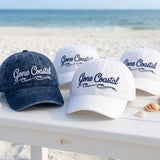 Coastal Ocean Wave Embroidered Hat, Vintage Beach Vacation Baseball Cap, Matching Group Gift