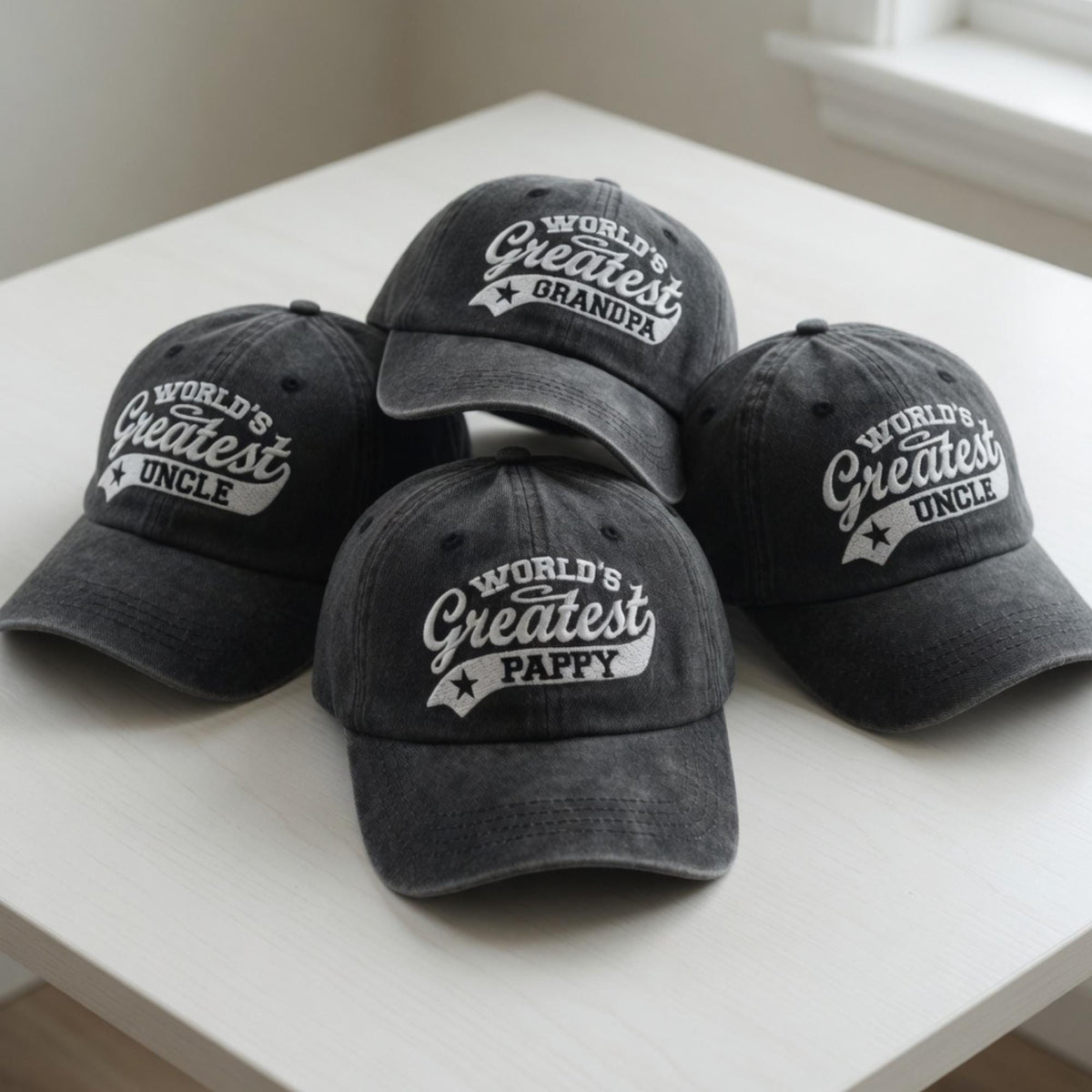 Custom Father's Day Hat, World's Greatest Pappy Grandpa Uncle Cap, Embroidered Distressed Baseball Hat, Birthday Gift for New Dad