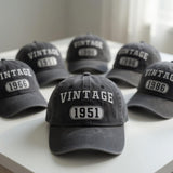 Custom Birth Year Hat, Vintage 1976 1986 Embroidered Cap, Washed Father's Day Gift, Retro Baseball Hat for Dad, Birthday Gift Men