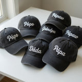 Custom Dada Papa Hat, Embroidered Grandpa Papaw Cap, Washed Cap Father's Day Gift, Personalized Popo Baseball Hat, Birthday Gift for Dad