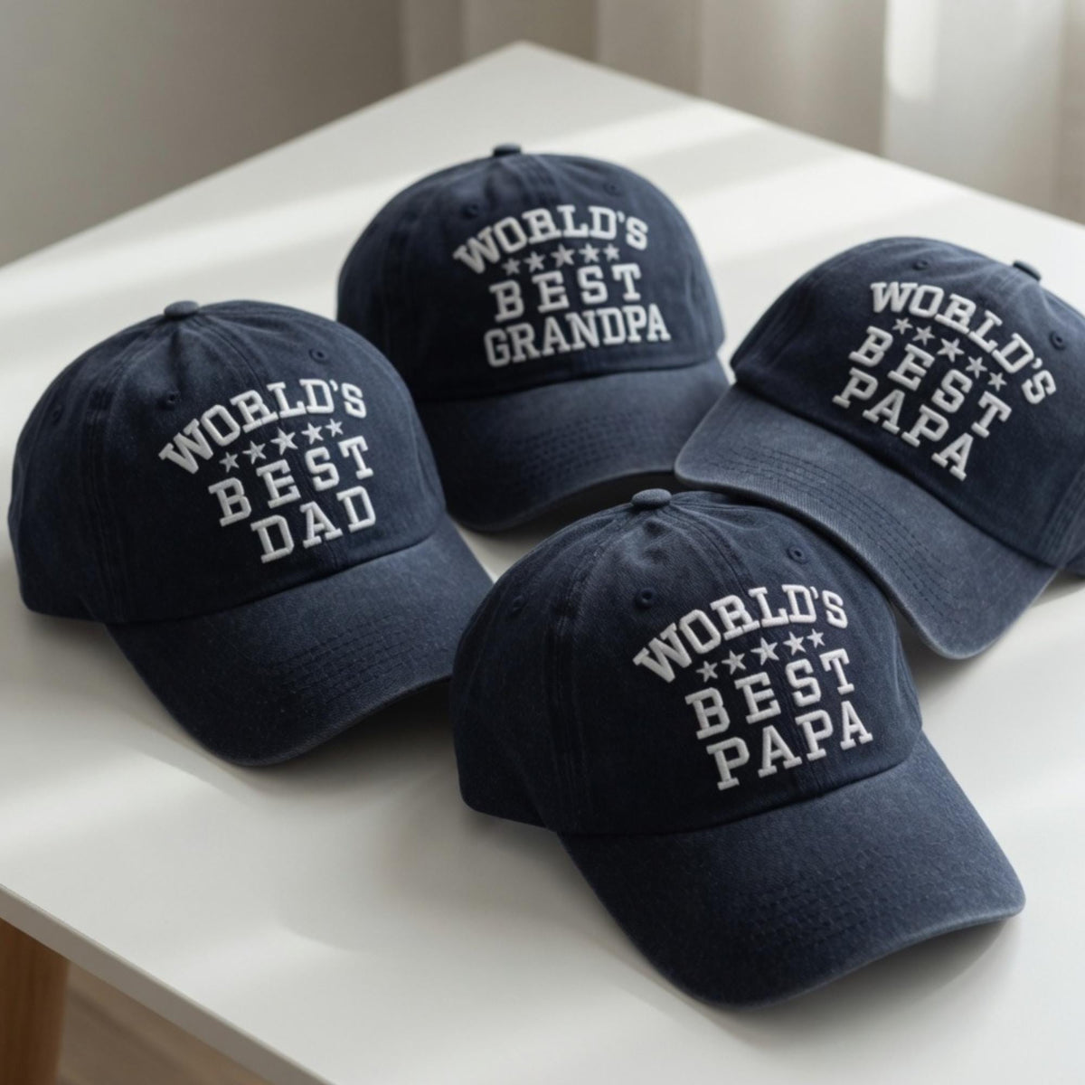 World's Best Dad Hat, Personalized Grandpa Papa Baseball Cap, Father's Day Gift, Custom Embroidered Washed Cotton Hat, Gift for Him