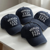 World's Best Dad Hat, Personalized Grandpa Papa Baseball Cap, Father's Day Gift, Custom Embroidered Washed Cotton Hat, Gift for Him