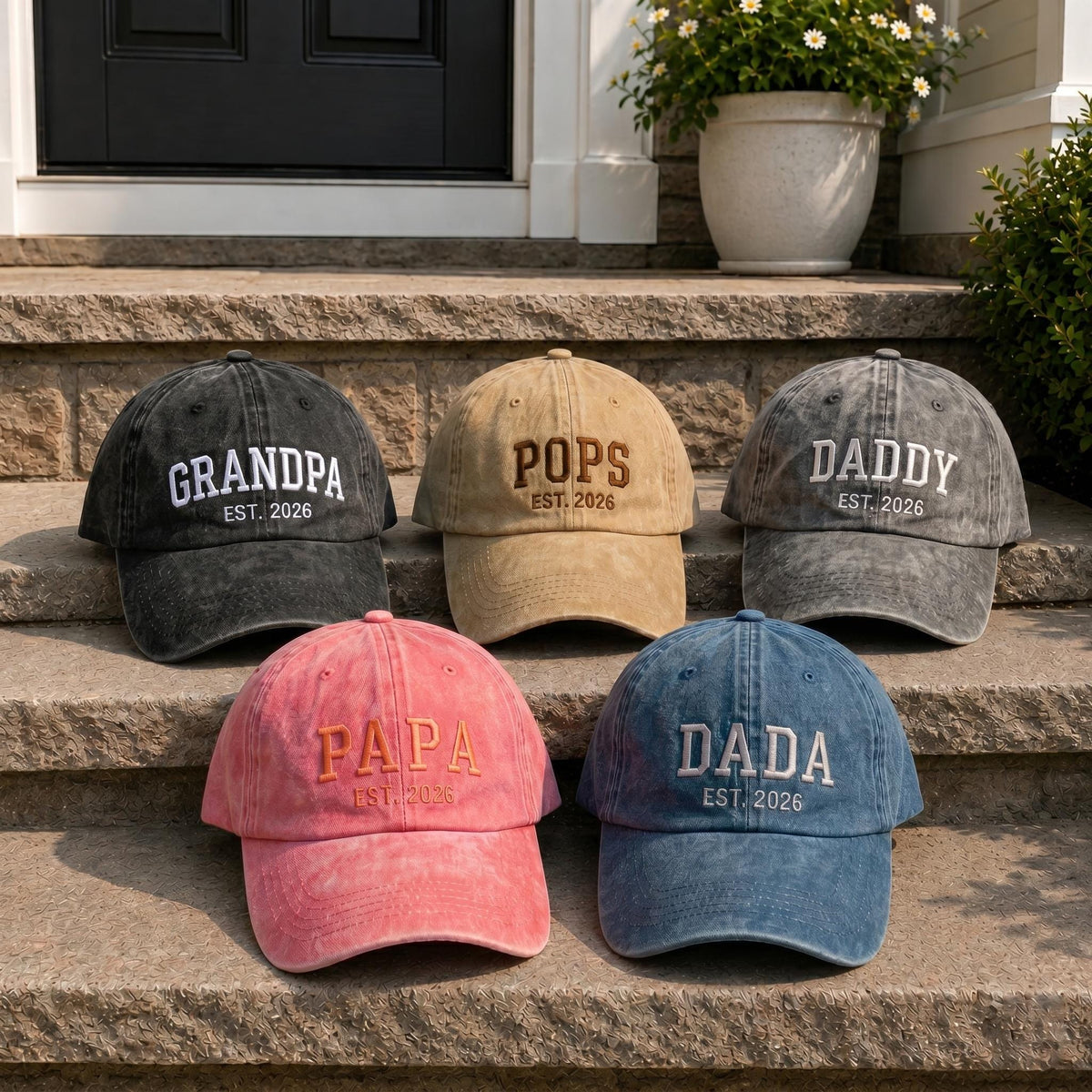 Custom Est 2026 Dad Hat, Personalized Grandpa Daddy Cap, First Father's Day Gift, Embroidered Papa Dada Pops Hat, Vintage Washed Cotton Cap