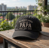 Custom My Favorite People Call Me Papa Hat, Personalized Daddy Cap with Kids Names, Father's Day Gift, Embroidered Grandpa Hat, Vintage Cap