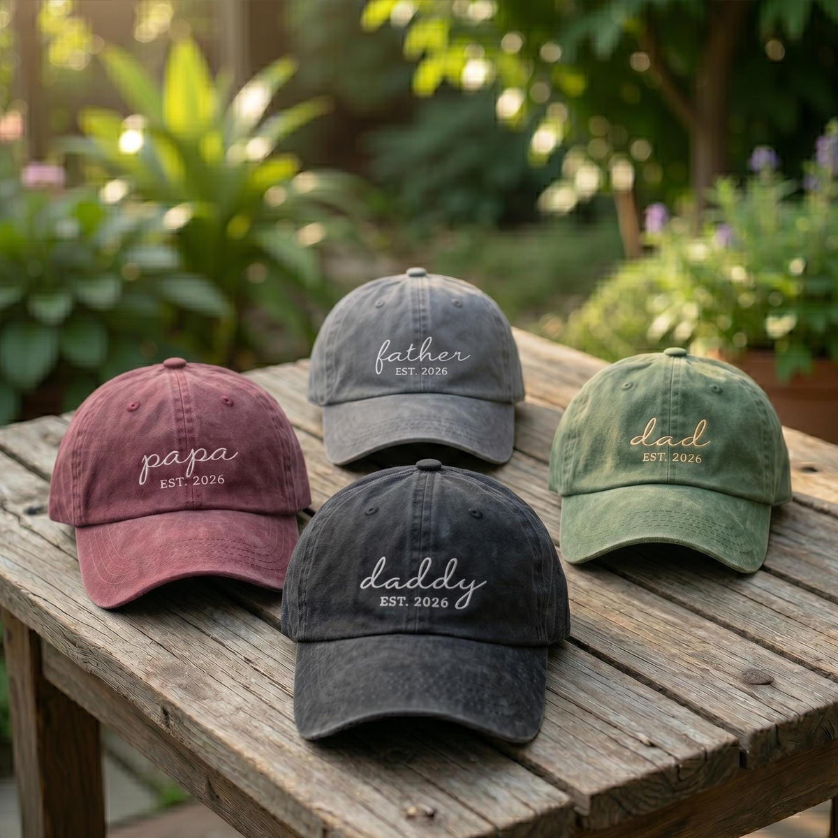 Custom Est 2026 Dad Hat, Personalized Script Daddy Cap, First Father's Day Gift, Embroidered Papa Father Hat, Vintage Washed Cotton Cap