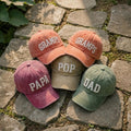Custom Puff Print Dad Hat, Personalized Gramps Papa Cap, Embroidered Pop Dad Baseball Hat, Father's Day Gift, Vintage Washed Cotton Cap
