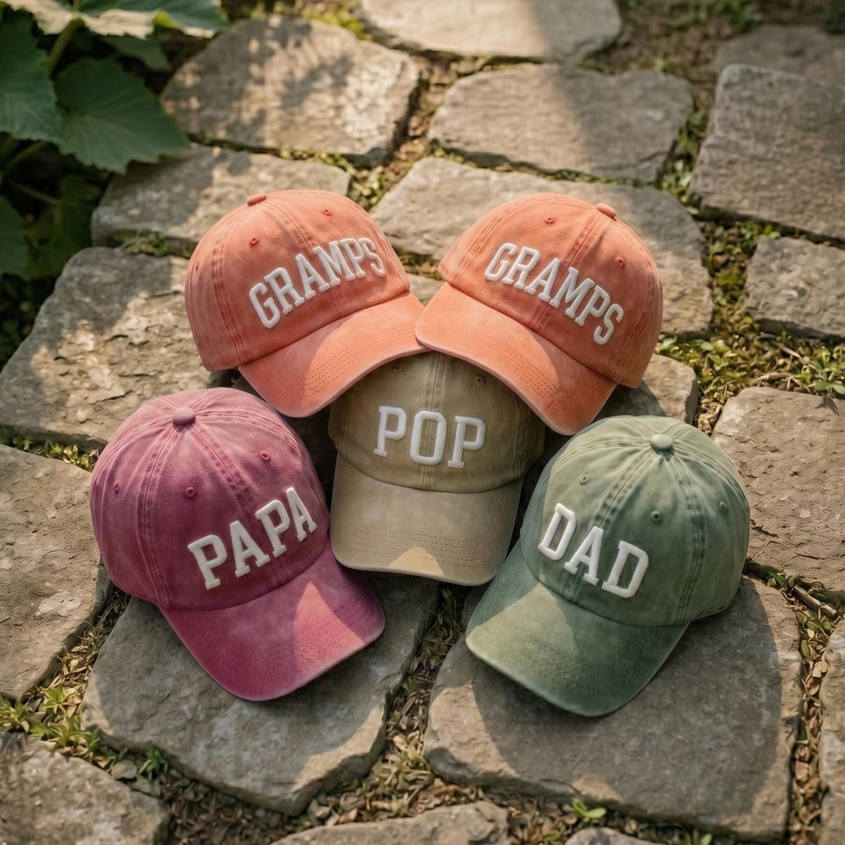 Custom Puff Print Dad Hat, Personalized Gramps Papa Cap, Embroidered Pop Dad Baseball Hat, Father's Day Gift, Vintage Washed Cotton Cap