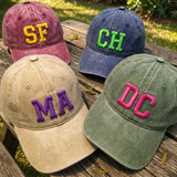 Custom Puff Embroidery Hat, Personalized Varsity Letter Cap, Custom Initial Baseball Hat, 3D Raised Text Dad Hat, Washed Cotton Cap