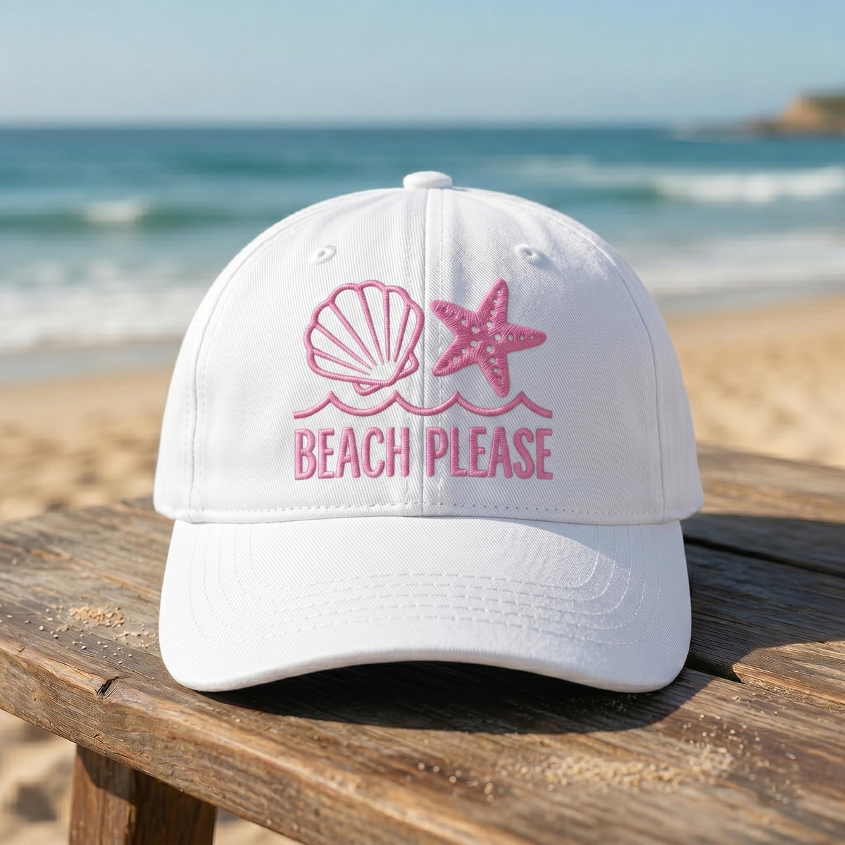 Custom Beach Please Hat Embroidered Seashell Starfish Cap Personalized Summer Beach Caps Funny Bachelorette Party Favors Gifts for Group