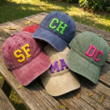 Custom Puff Embroidery Hat, Personalized Varsity Letter Cap, Custom Initial Baseball Hat, 3D Raised Text Dad Hat, Washed Cotton Cap