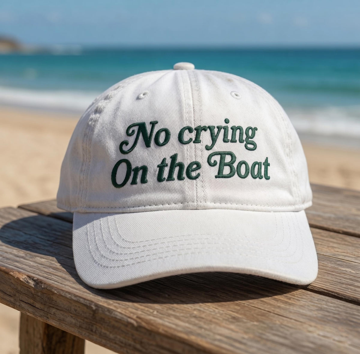 No Crying On The Boat Embroidered Baseball Cap - Funny Yacht Trip Lake Bachelorette Cotton Dad Hat