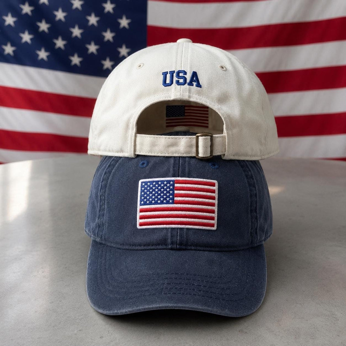 Vintage American Flag Embroidered Hat, Patriotic USA Dad Hat, Gift for Dad